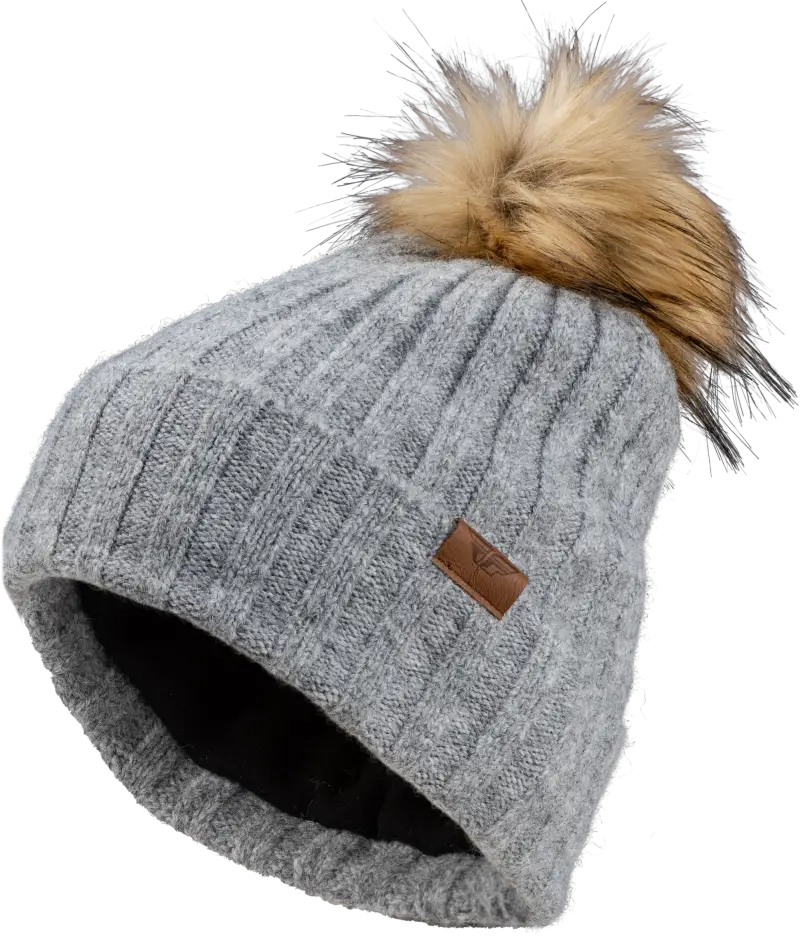 22-3252 GREY Fly Women's Snow Pom Beanie Heather Grey - RV and Auto Parts