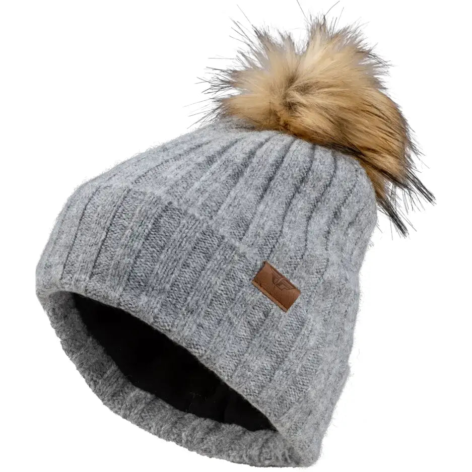 22-3252 GREY Fly Women's Snow Pom Beanie Heather Grey - RV and Auto Parts