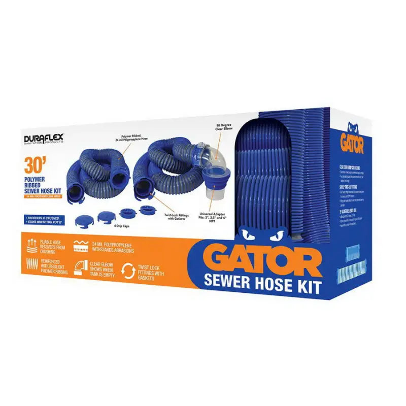 22008 Duraflex Sewer Hose Kit 30', Plastic Rib, Gator packaging.