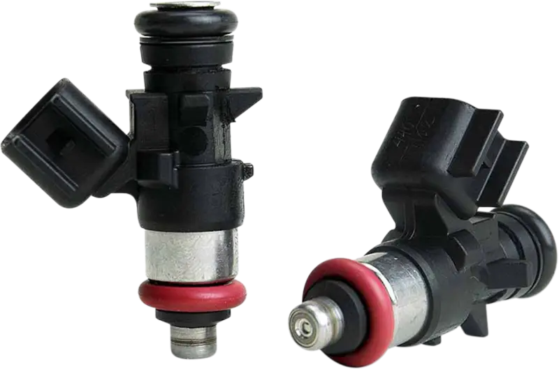 Black and silver Daytona fuel injectors with red o-rings for high performance fuel systems