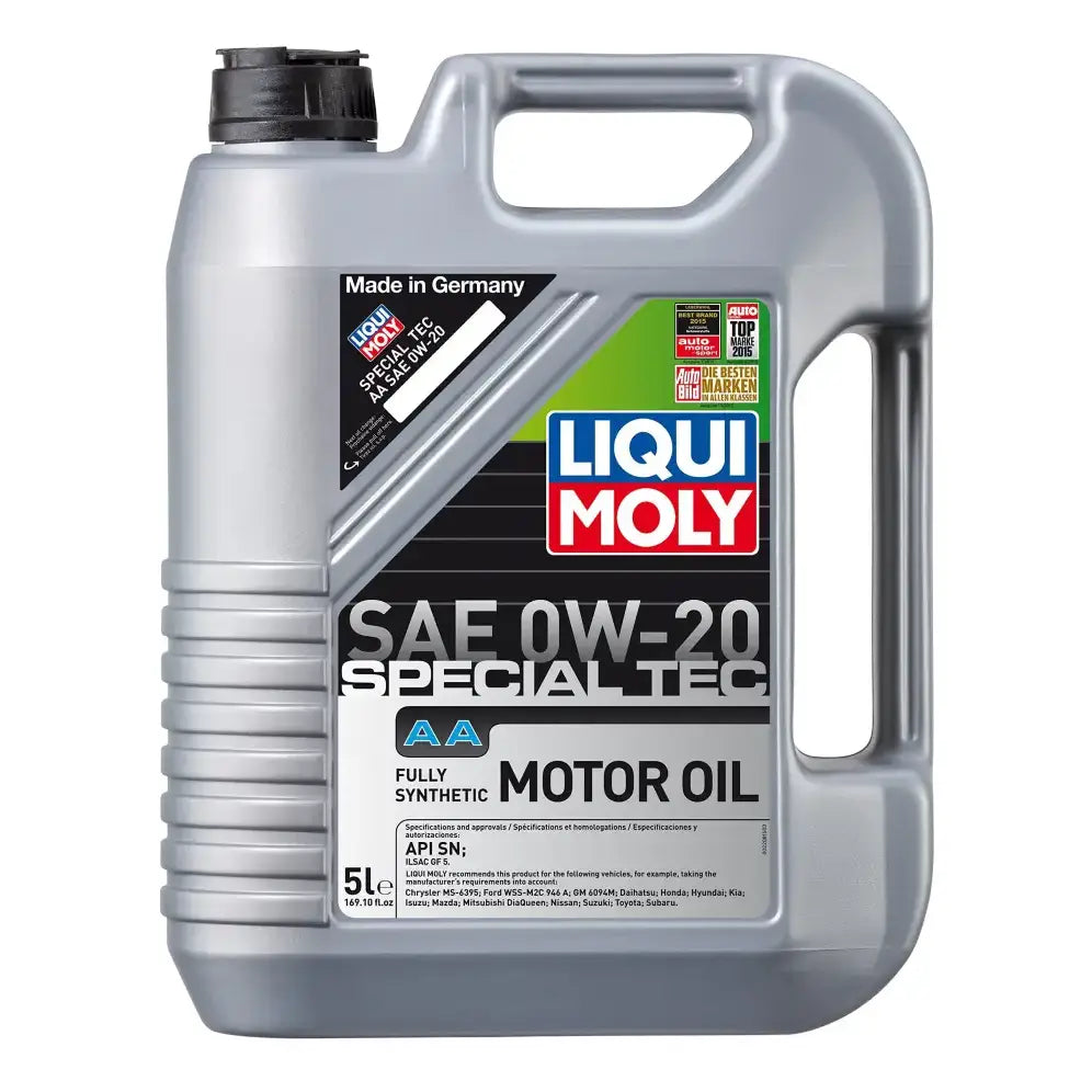 Liqui Moly SAE 0W-20 motor oil in the 2208 Liqui Moly Special Tec AA bottle
