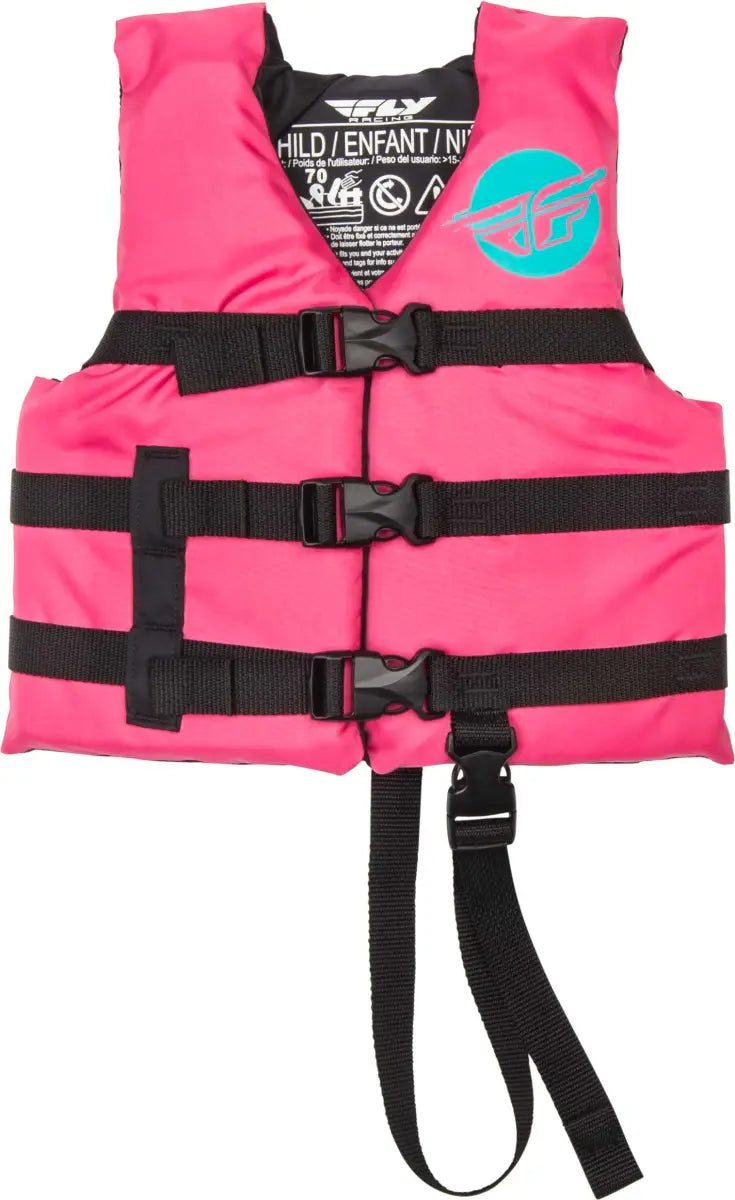 FLY RACING 221-30320 Child Flotation Vest Neon Pink/Teal
