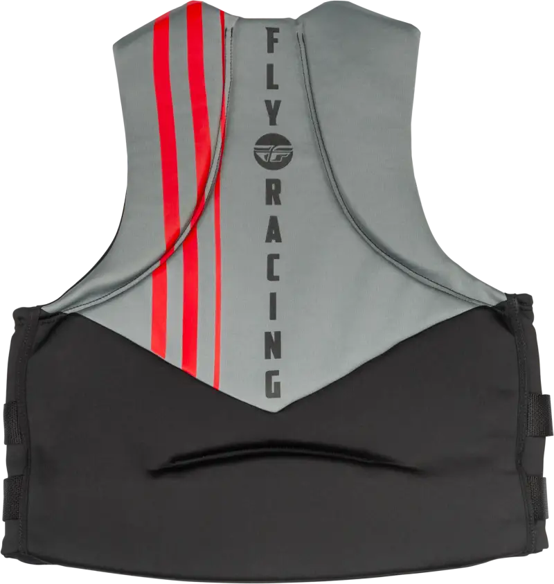 Gray and black neoprene floatation vest with red stripes for Fly Racing 221-30400M