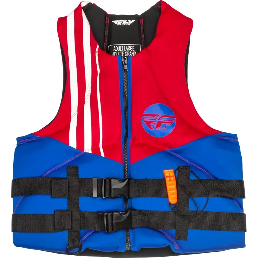 221-30402L Neoprene Flotation Vest Red/White/Blue Lg - Floatation