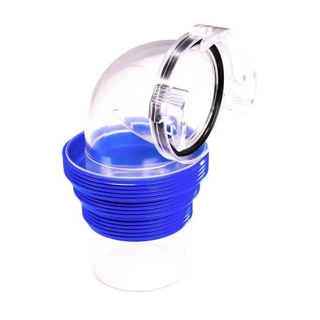 22192 Duraflex Gator Sewer Hose Clear Elbow - RV camper sewer system accessory, transparent elbow, blue base, durable Duraflex material