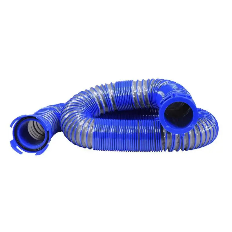 22196 Duraflex Gator Sewer Hose 15' Poly Ribbed for RVs in blue with ribbed design for durability and flexibility.