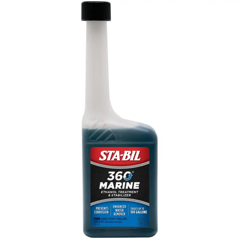 Blue bottle of Marine Sta-Bil marine fuel treatment for products marine Sta-Bil