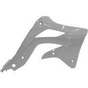 Gray plastic motorcycle fairing for radiator shrouds with easy installation, exact OEM fit