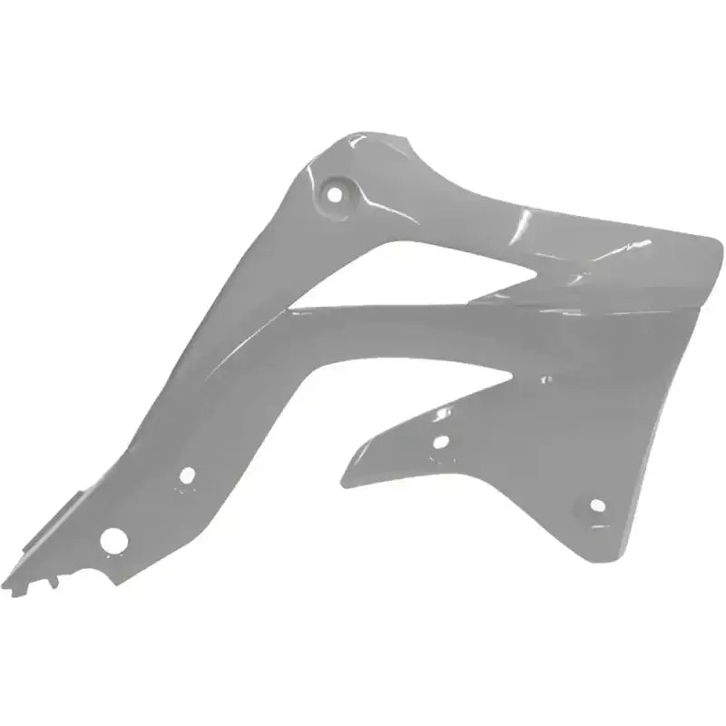 Gray plastic motorcycle fairing for radiator shrouds with easy installation, exact OEM fit
