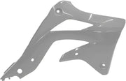 Gray plastic motorcycle fairing for radiator shrouds with easy installation, exact OEM fit