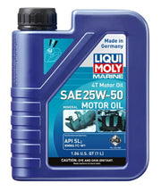Liqui Moly Marine 4T Motor Oil 25W-50, 1.06 QT container, made in Germany, designed for superior marine engine protection and lubrication.