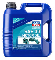 Blue container of Liqui Moly Marine Single Grade SAE 30 motor oil for marine engines