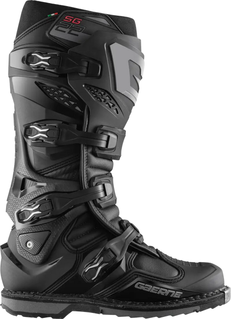 Black SG-22 boots for motocross, perfect RV parts & accessories gear