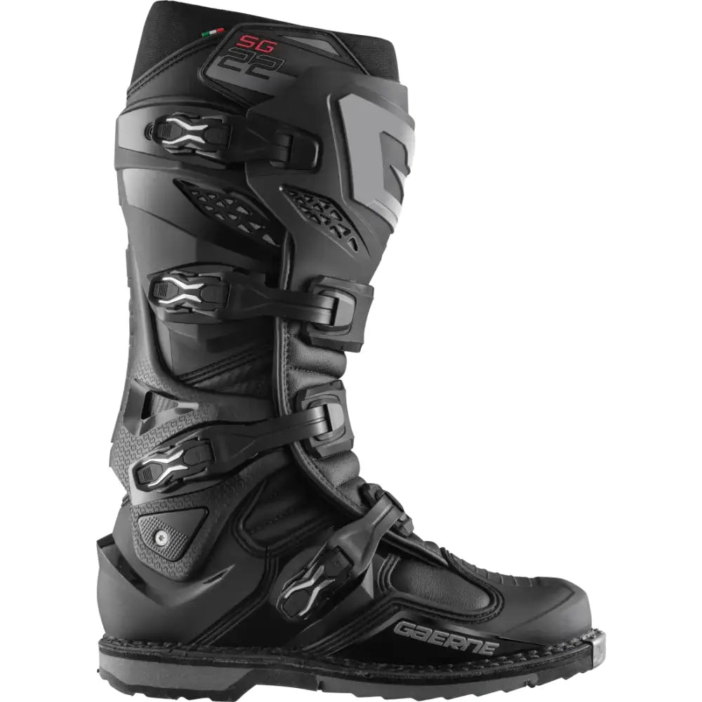 Black SG-22 boots for motocross, perfect RV parts & accessories gear
