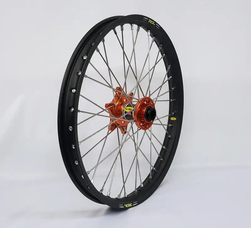 23-3076211 Pro-Wheel Wheel Front 1.40X17 Orange Hub Blk Rim/Sil Spoke/Sil Nipple - RV and Auto Parts
