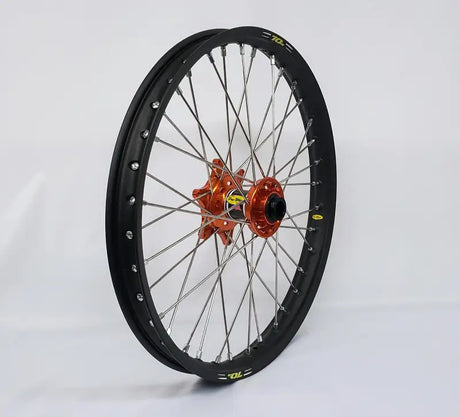 23-3076211 Pro-Wheel Wheel Front 1.40X17 Orange Hub Blk Rim/Sil Spoke/Sil Nipple - RV and Auto Parts