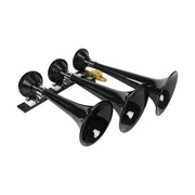 230 Kleinn Auto Triple Train Horn with three powerful black horns for authentic train sound and sturdy construction.