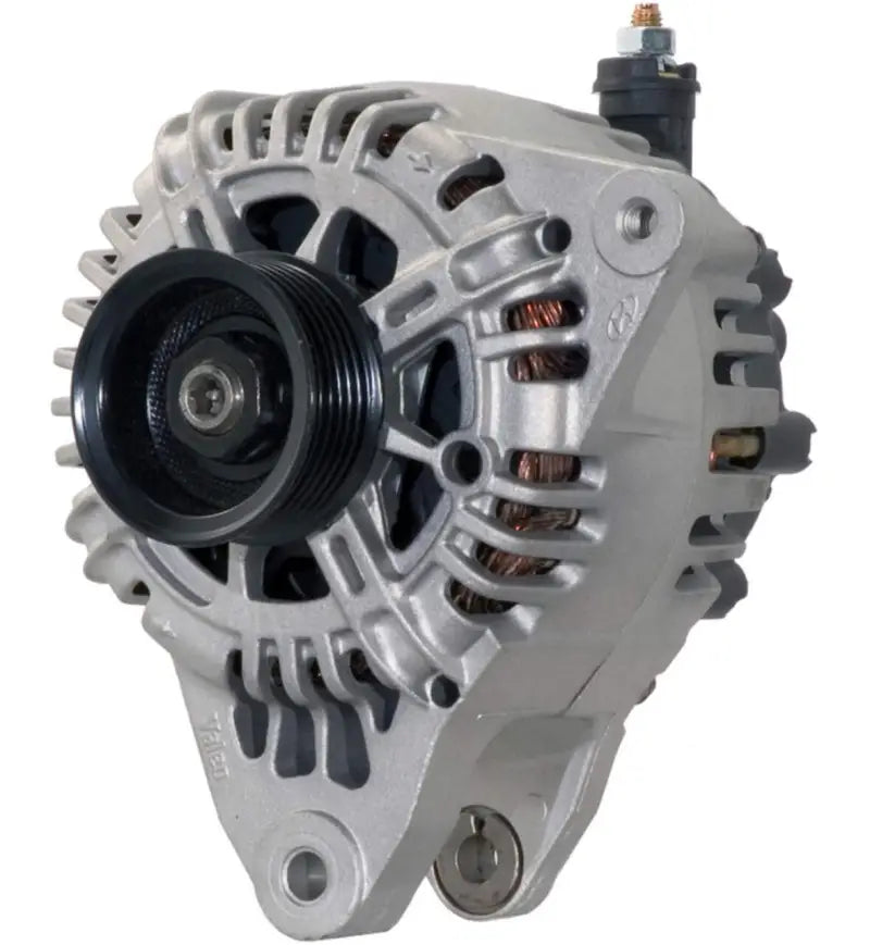 Silver car alternator with black pulley for Remy Intl Domestic Alternator model 23050