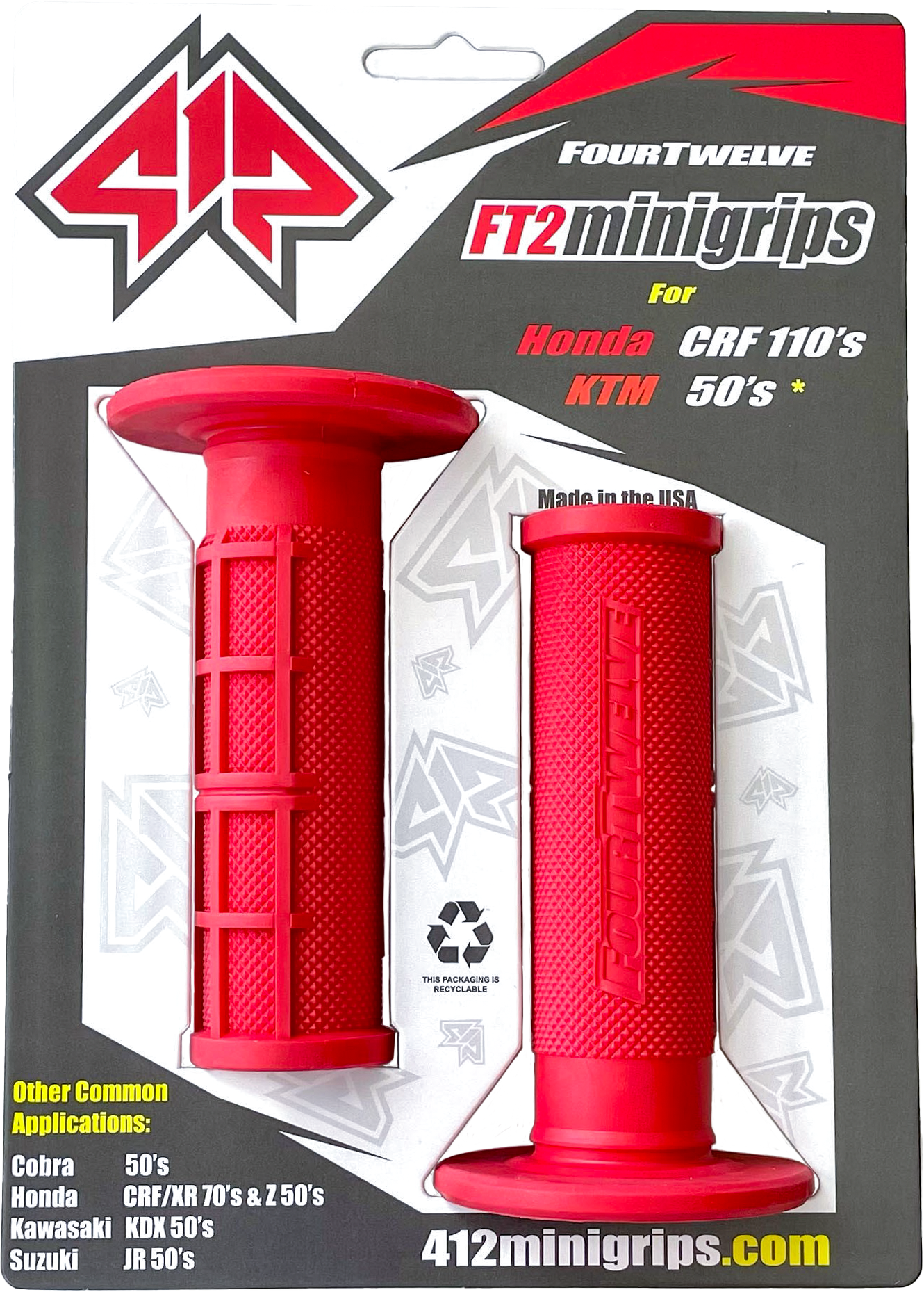 Pee Wee / Pit Bike Mini Grips 7/8" (Red)