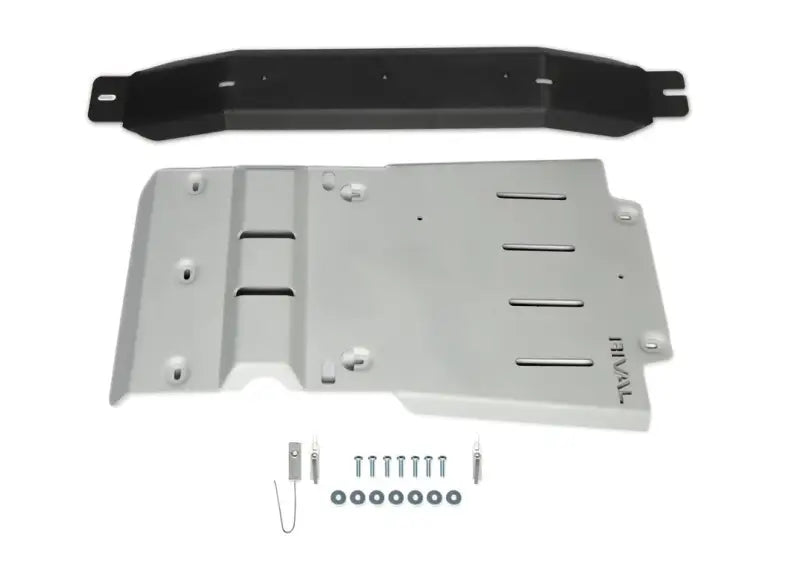 Automotive skid plates and hardware for Rival Aluminum Rear Skid Plate vehicle upgrade