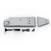 Silver and black rival aluminum skid plate for Toyot vehicle undercarriage protection