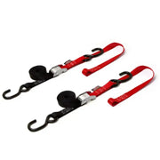 POWERTYE Tie Down Cam S Hook Soft Tye 1"X6' Black/Red Pair