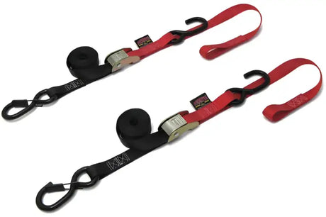 23621-S Powertye Tie-Down Cam Sec Hook Soft-Tye 1"X6' Black/Red Pair 