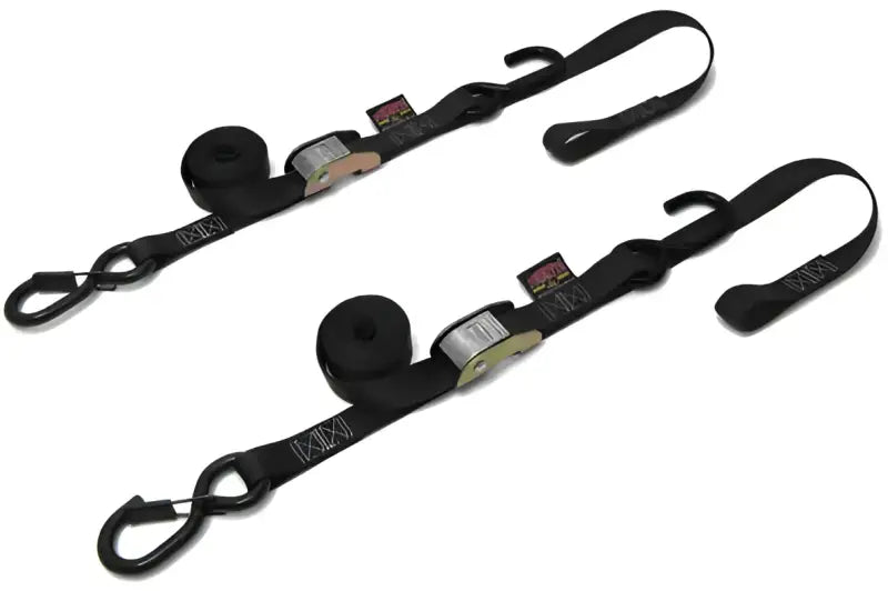 POWERTYE Tie Down Cam Sec Hook Soft Tye 1"X6' Black/Black Pair