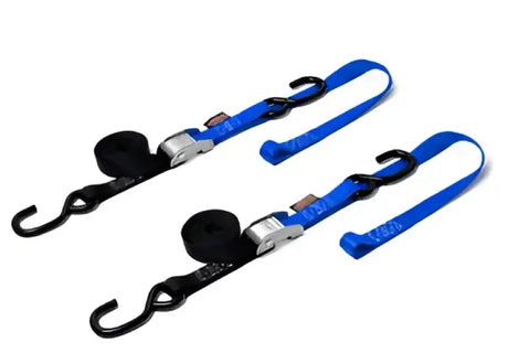 23623 Powertye Tie-Down Cam S-Hook Soft-Tye 1"X6' Black/Blue Pair 