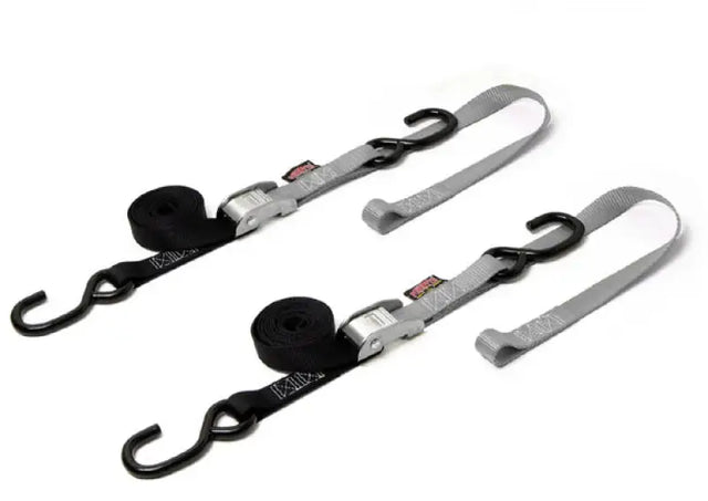 23624 BK/CHRM Powertye Tie-Down Cam S-Hook Soft-Tye 1"X6' Black/Silver Pair 