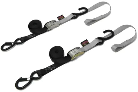23624-S Powertye Tie-Down Cam Sec Hook Soft-Tye 1"X6' Black/Silver Pair 