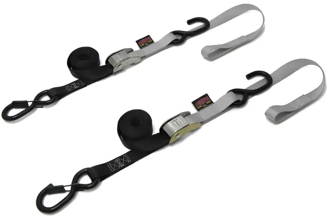 23624-S Powertye Tie-Down Cam Sec Hook Soft-Tye 1"X6' Black/Silver Pair 