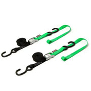 23625 LOGO Powertye Tie-Down Cam S-Hook Soft-Tye 1 InchX6' Black/Green Pair - RV and Auto Parts