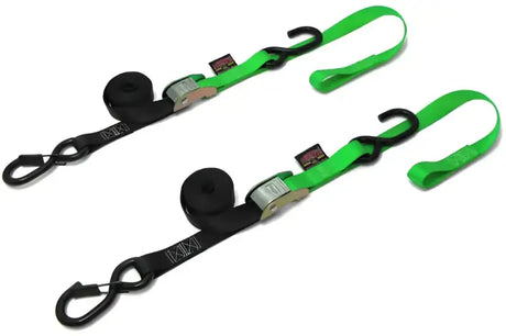 23625-S Powertye Tie-Down Cam Sec Hook Soft-Tye 1"X6' Black/Green Pair 