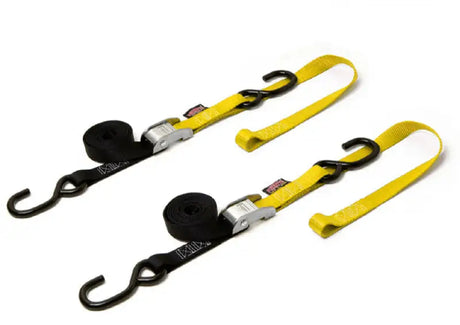 23628 Powertye Tie-Down Cam S-Hook Soft-Tye 1"X6' Black/Yellow Pair 