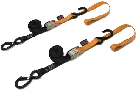 23629-S Powertye Tie-Down Cam Sec Hook Soft-Tye 1"X6' Black/Orange Pair 