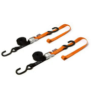 23629LOGO Powertye Tie-Down Cam S-Hook Soft-Tye 1 InchX6' Black/Orange Pair - RV and Auto Parts