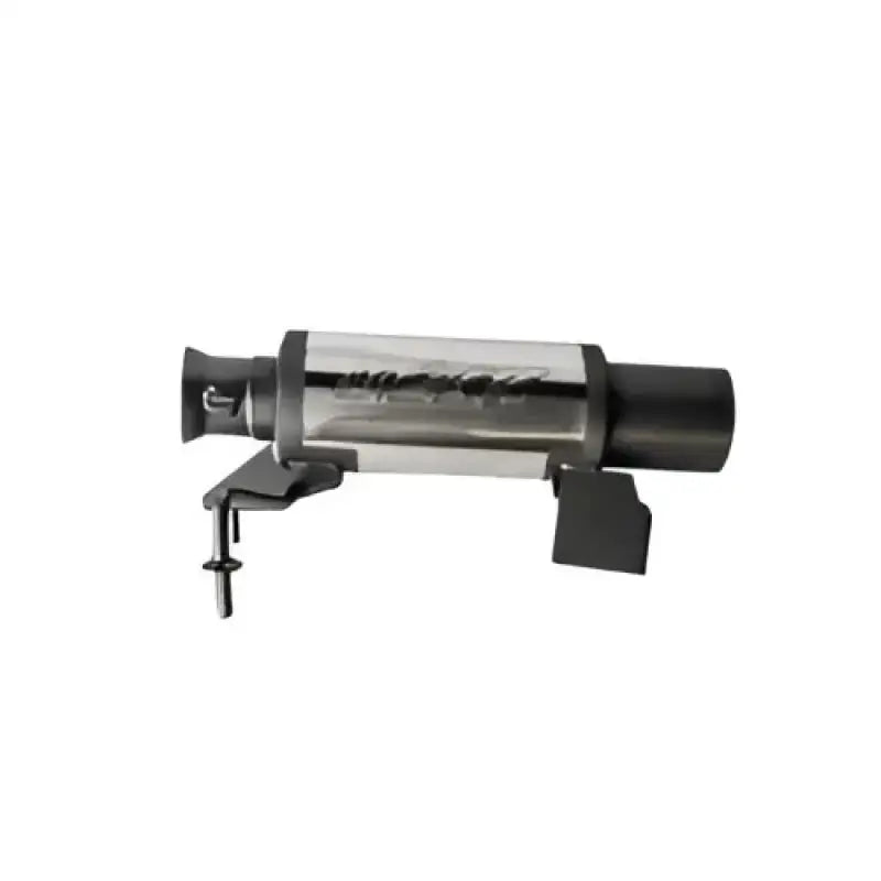 Metallic MBRP Silencer Race Stnls with black end caps and mounting bracket