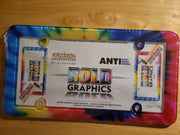 Tie dye license plate frame with cruiser bold graphics and bold graphics tie style