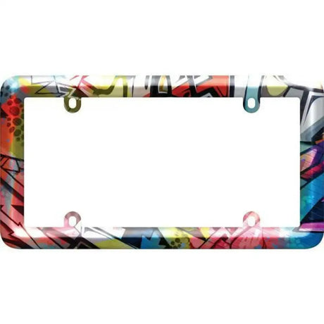 Graffiti-patterned license plate frame with Cruiser Bold Graphics for bold graphics graffiti style