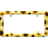 Sunflower-themed license plate frame with Cruiser Bold Graphics and bold graphics sunflowers design