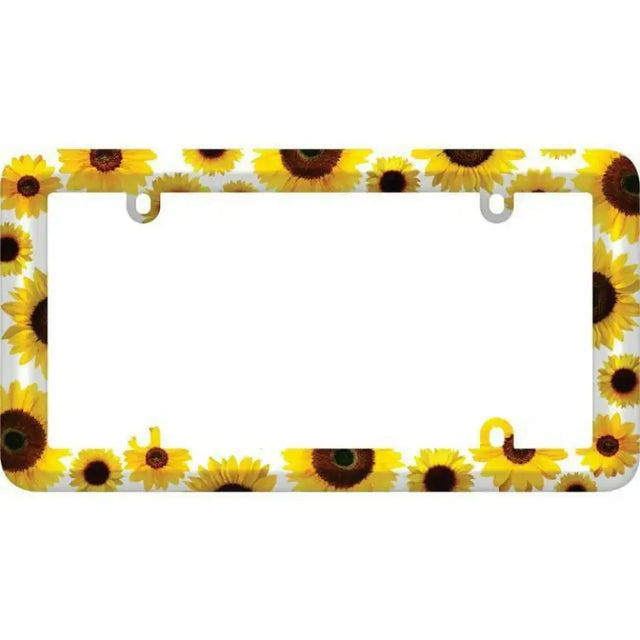 Sunflower-themed license plate frame with Cruiser Bold Graphics and bold graphics sunflowers design