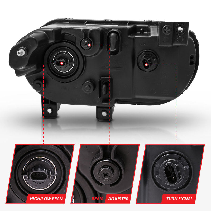 ANZO 121526 ANZO 2008-2014 Dodge Challenger Crystal Headlights Black