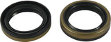 Two circular oil seals with black rubber and metallic casings for crankshaft bearing seal kit