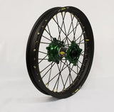 24-2105224 Pro-Wheel Wheel Rear 1.85X19 Green Hub Blk Rim/Blk Spoke/Gld Nipple - RV and Auto Parts