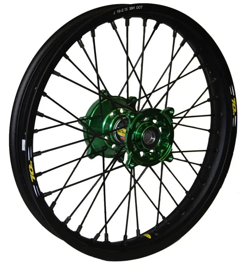 24-2205222 Pro-Wheel Wheel Rear 2.15X19 Green Hub Blk Rim/Blk Spoke/Blk Nipple - RV and Auto Parts
