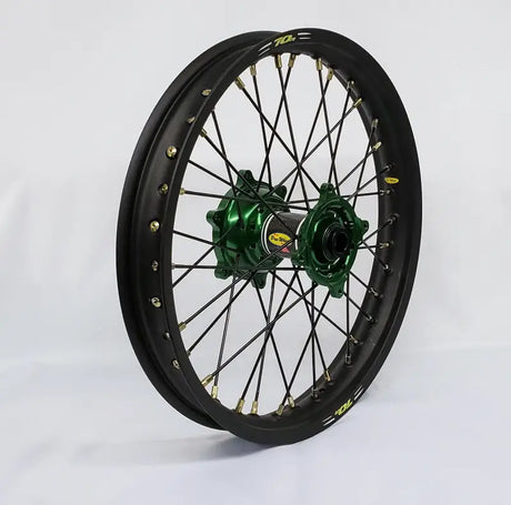 24-2205224 Pro-Wheel Wheel Rear 2.15X19 Green Hub Blk Rim/Blk Spoke/Gld Nipple - RV and Auto Parts