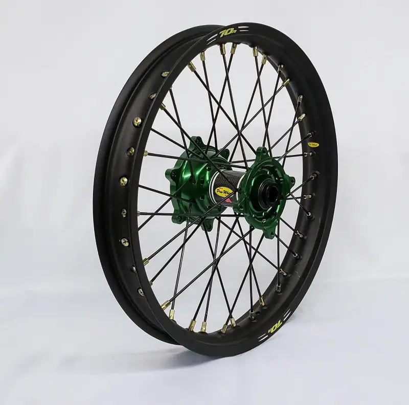 24-2205224 Pro-Wheel Wheel Rear 2.15X19 Green Hub Blk Rim/Blk Spoke/Gld Nipple - RV and Auto Parts