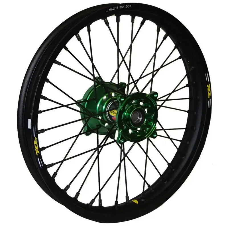 24-2285222 Pro-Wheel Wheel Rear 2.15X18 Green Hub Blk Rim/Blk Spoke/Blk Nipple - RV and Auto Parts