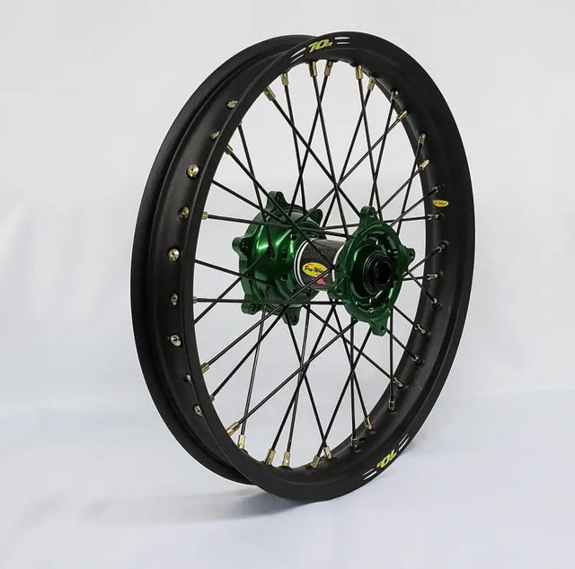 24-2285224 Pro-Wheel Wheel Rear 2.15X18 Green Hub Blk Rim/Blk Spoke/Gld Nipple - RV and Auto Parts